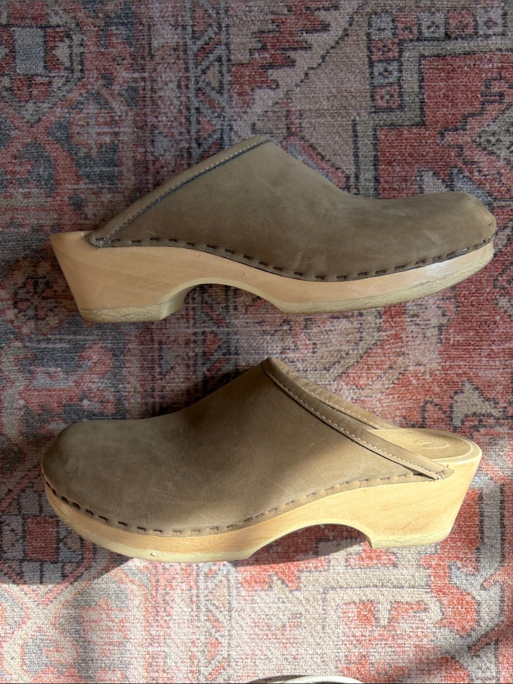 No. 6 Olive-Tan Leather Slip-On Clogs